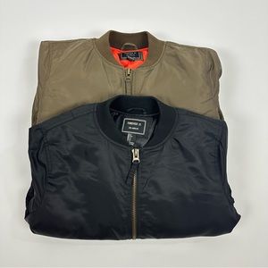 Forever 21 Zip-Up Bomber Jacket Women's Size S Black, M Green  Set Of 2